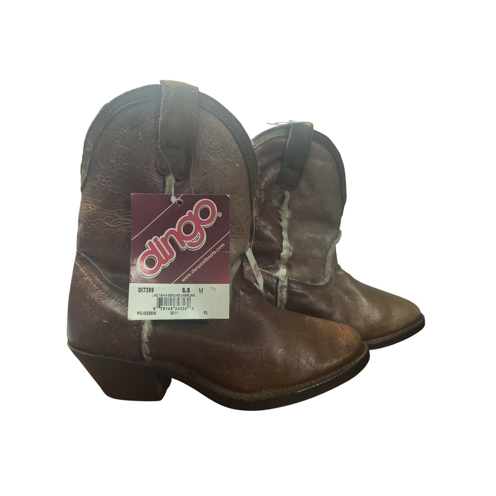 NWT Dingo Dingo Adobe Rose Brown Leather Cowboy Boots Western Style Size 6.5 M